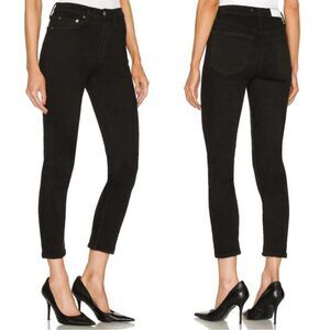 RE/DONE Originals High Rise Stretch Ankle Crop Jeans Size 25 Buttonfly Black